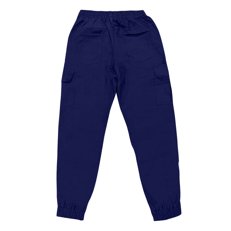 Navy blue pants on a white background